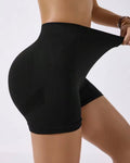 Women’s Letter Print Yoga Shorts – Breathable Nylon, V-Shape Butt Lift, High Stretch for Running & Cycling