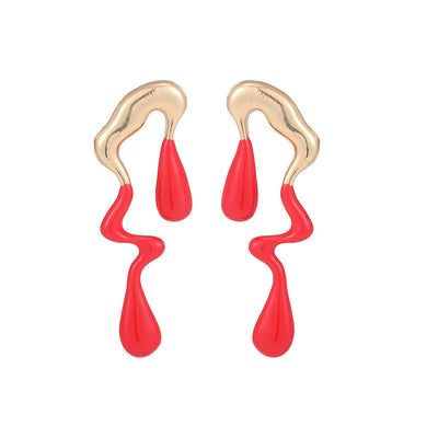 Liquid Irregular Geometric Ear Studs Unique Design Alloy Water Drop Earrings