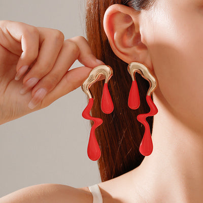 Liquid Irregular Geometric Ear Studs Unique Design Alloy Water Drop Earrings