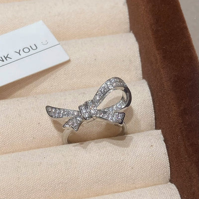 Zircon Niche Design Minimalist Bowknot Temperament Earrings Silver Needle