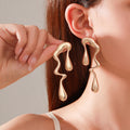 Liquid Irregular Geometric Ear Studs Unique Design Alloy Water Drop Earrings