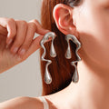 Liquid Irregular Geometric Ear Studs Unique Design Alloy Water Drop Earrings
