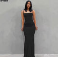 Satin Slip Backless Maxi Dress – Elegant Y2K Bodycon Party Dress