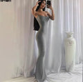 Satin Slip Backless Maxi Dress – Elegant Y2K Bodycon Party Dress
