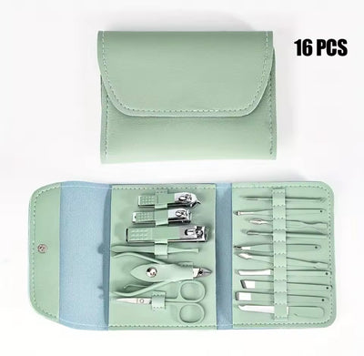16PCS Professional Nail Clippers & Cuticle Nippers Set with Travel Case – Manicure & Pedicure Kit