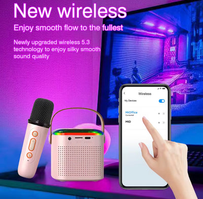 Wireless Karaoke Speaker with RGB Lights & Dual Mics