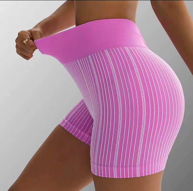 Women’s Ribbed V-Waist Yoga Shorts – Quick Dry High Stretch Gym, Running & Cycling Fitness Summer Leggings