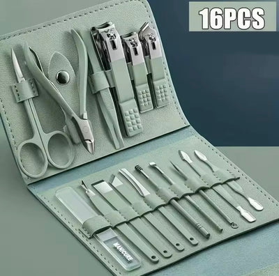 16PCS Professional Nail Clippers & Cuticle Nippers Set with Travel Case – Manicure & Pedicure Kit