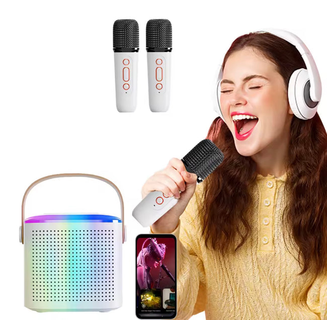 Wireless Karaoke Speaker with RGB Lights & Dual Mics