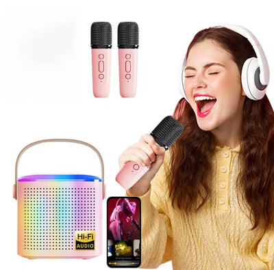 Wireless Karaoke Speaker with RGB Lights & Dual Mics