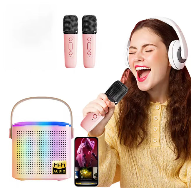 Wireless Karaoke Speaker with RGB Lights & Dual Mics