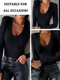 Women’s Long Sleeve V-Neck Workout T-Shirt – Soft Breathable Running & Yoga Athletic Top