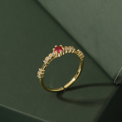 Women's Copper Micro-inlaid Light Luxury Petal Ring