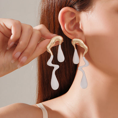 Liquid Irregular Geometric Ear Studs Unique Design Alloy Water Drop Earrings