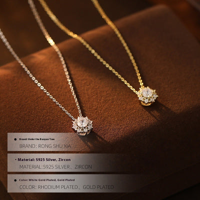 Silver Bright Snowflake Zircon Pendant Necklace Under Banyan Tree Exquisite